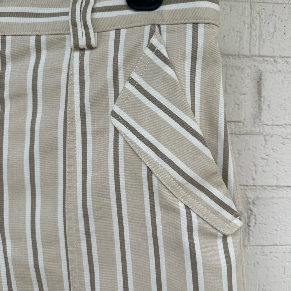 Pearl by Lela Rose Beige and White Striped Slim Barrel Leg Chinos - Picture 10 of 12